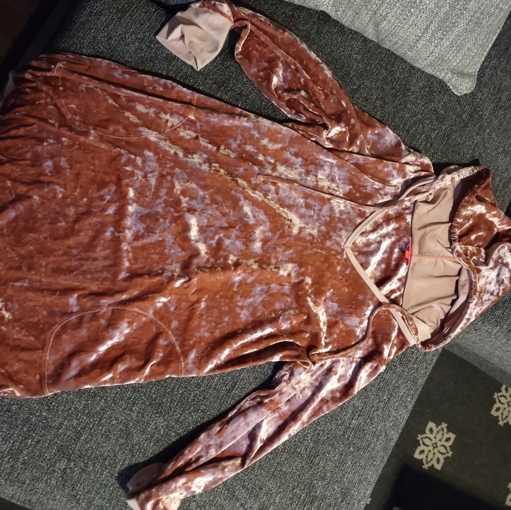 Betsey Johnson Crushed Velvet Hoodie Tunic Mini